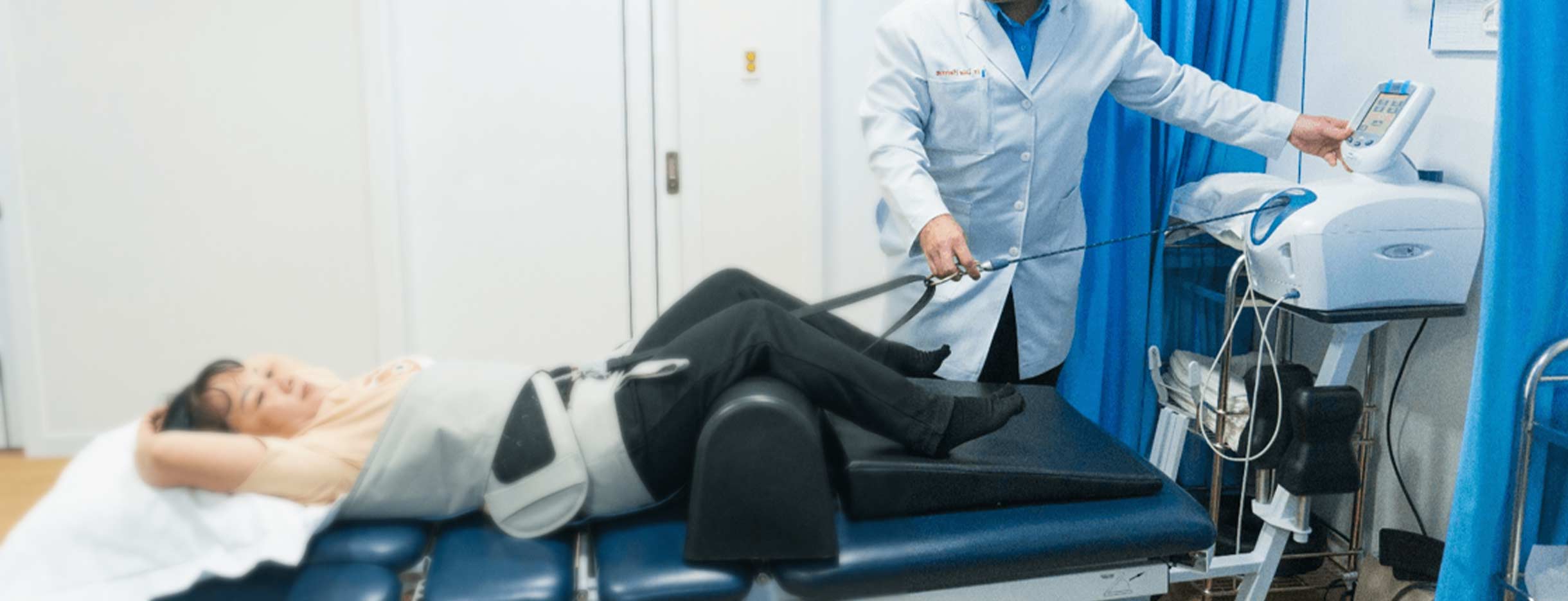 Chiropractor giving DTS therapy